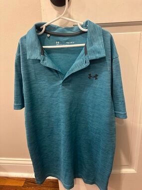 Boys Under Armour Teal Heather Polo Shirt youth large YL